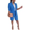 thumbnail image 3 of Trajes de 2 piezas Blazer Trajes Solapas Chaqueta de manga larga Pantalones cortos de cintura alta Conjunto de traje de negocios de trabajo, 3 of 5