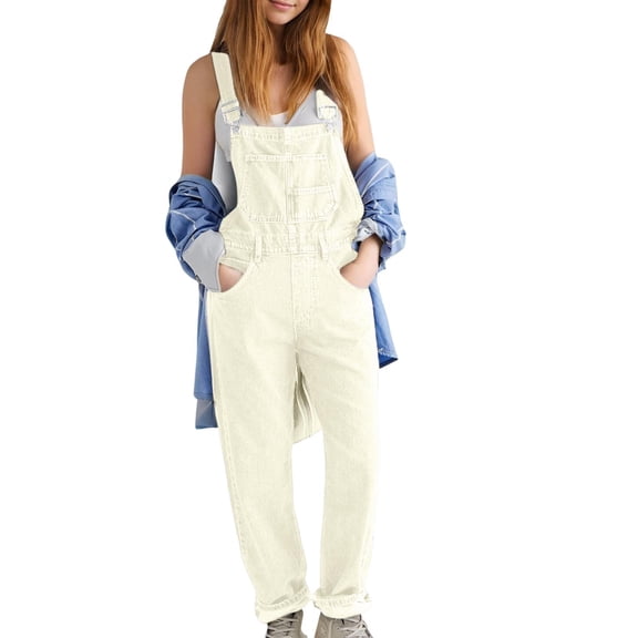 DHFJKG Women Baggy Jeans Overalls Straight Leg Denim Pants Bib Overalls Jumpsuit Boyfriend Streetwear Summer Adjustable Straps Stylish Onesie