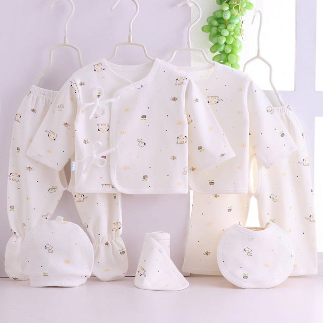 Ropa de bebé Ropa interior de algodón Ropa de monje para bebé Traje de 7 piezas Primavera, otoño y verano Cuatro estaciones Delgadas
