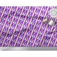 thumbnail image 2 of Soimoi Purple Rayon Crepe Fabric Bunny & Egg Stripe Printed Craft Fabric by the Yard 46 Inch Wide, 2 of 3