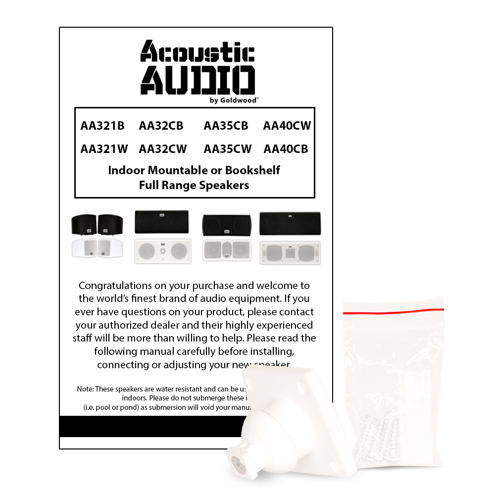 Acoustic Audio AA32CW Mountable Indoor Speakers 1500 Watts White Bookshelf 5 Speaker Set AA32CW-5S - image 5 of 5
