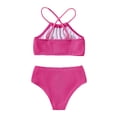 thumbnail image 5 of SGMVNU Two Piece Bikini Set for Girls, Crop Bikinis Swim Top with Bathing Bottoms, Kids Swimsuits Summer Beach Pool Swimwear, Size 6-7 Years, Hot Pink 2, 5 of 5