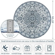 Softlife Oriental Traditional Area Rug for Living Room Durable Washable Persian Carpet Non Slip Boho Rugs for Bedroom,4'x4', Blue