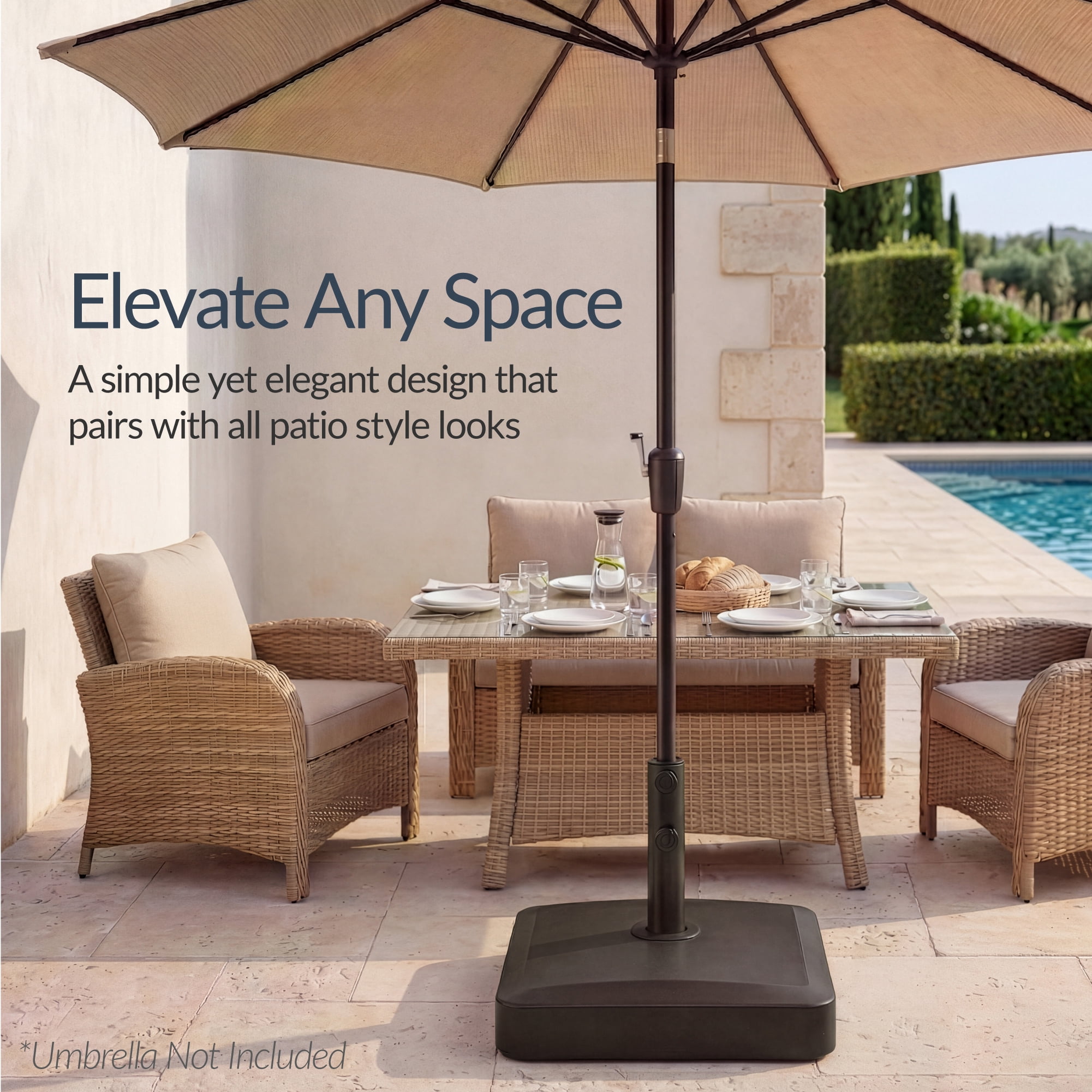 Best Choice Products Fillable Plastic Patio Umbrella Base Stand, Pole Holder w/ Adjustment Knob, Asscher Design - Brown