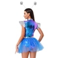 thumbnail image 2 of Aislor Womens Shiny Metallic Space Alien Color Block Tutu Dress with Headwear Outfits Blue XL, 2 of 7