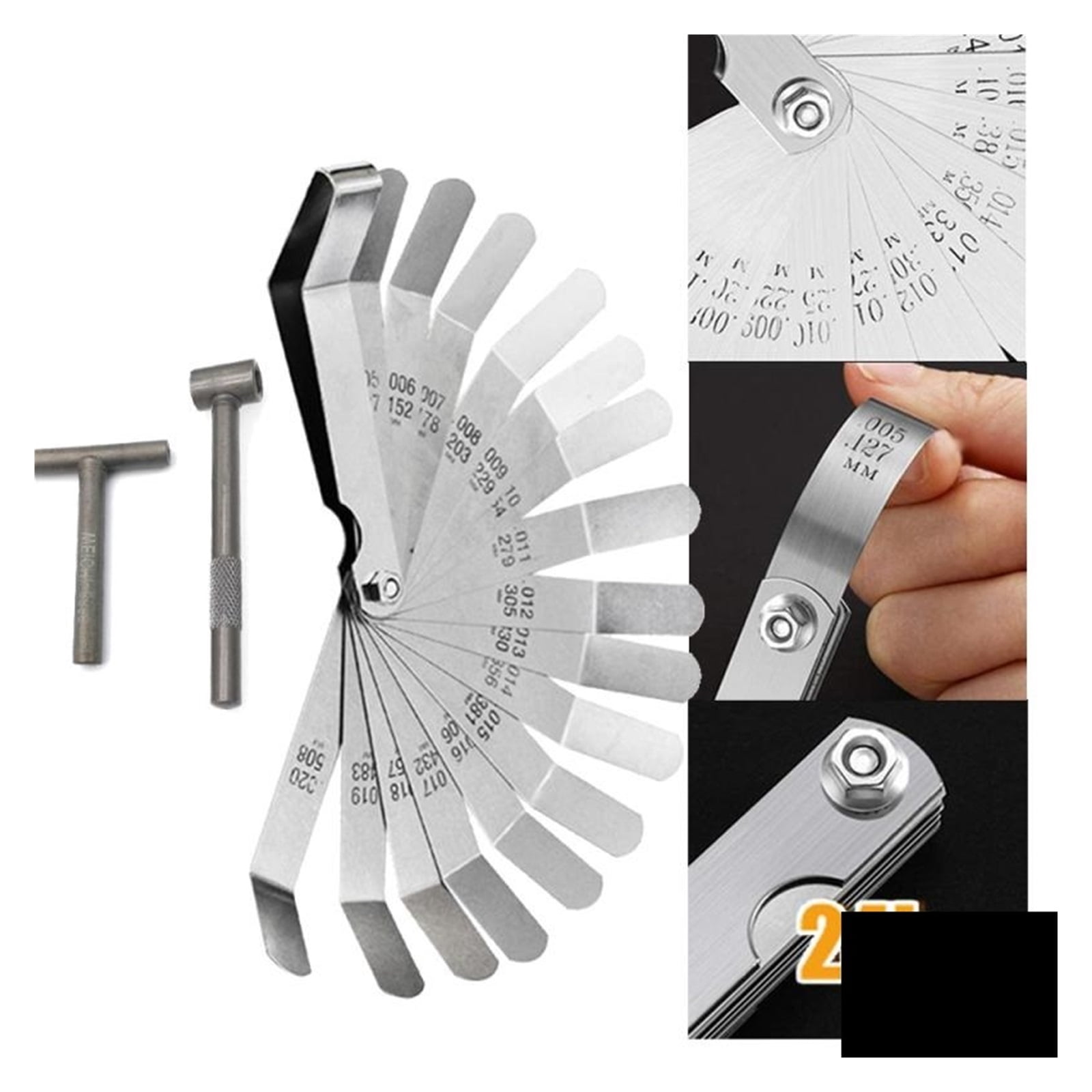 Feeler Gauges Motorcycle Engine Valve Screw Adjusting Spanner Valve Clearance Adjustment Tools Feeler Gauge 0.005 - 0.020 Inch ,Corrosion-Resistant
