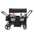 thumbnail image 5 of Wagon Stroller for 4 Kids, 4-Seat Foldable Stroller Wagon with Adjustable Handlebar, Canopy, 5-Point Safety Harness & Parent Cup Holder, 5 of 11