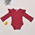 thumbnail image 2 of WUANDIXFA Infant Jumpsuit Long Sleeve Long Sleeve Bodysuits One Piece Organic Cotton for Infant Baby Boys Girls Unisex Wine,6-12 Months, 2 of 4