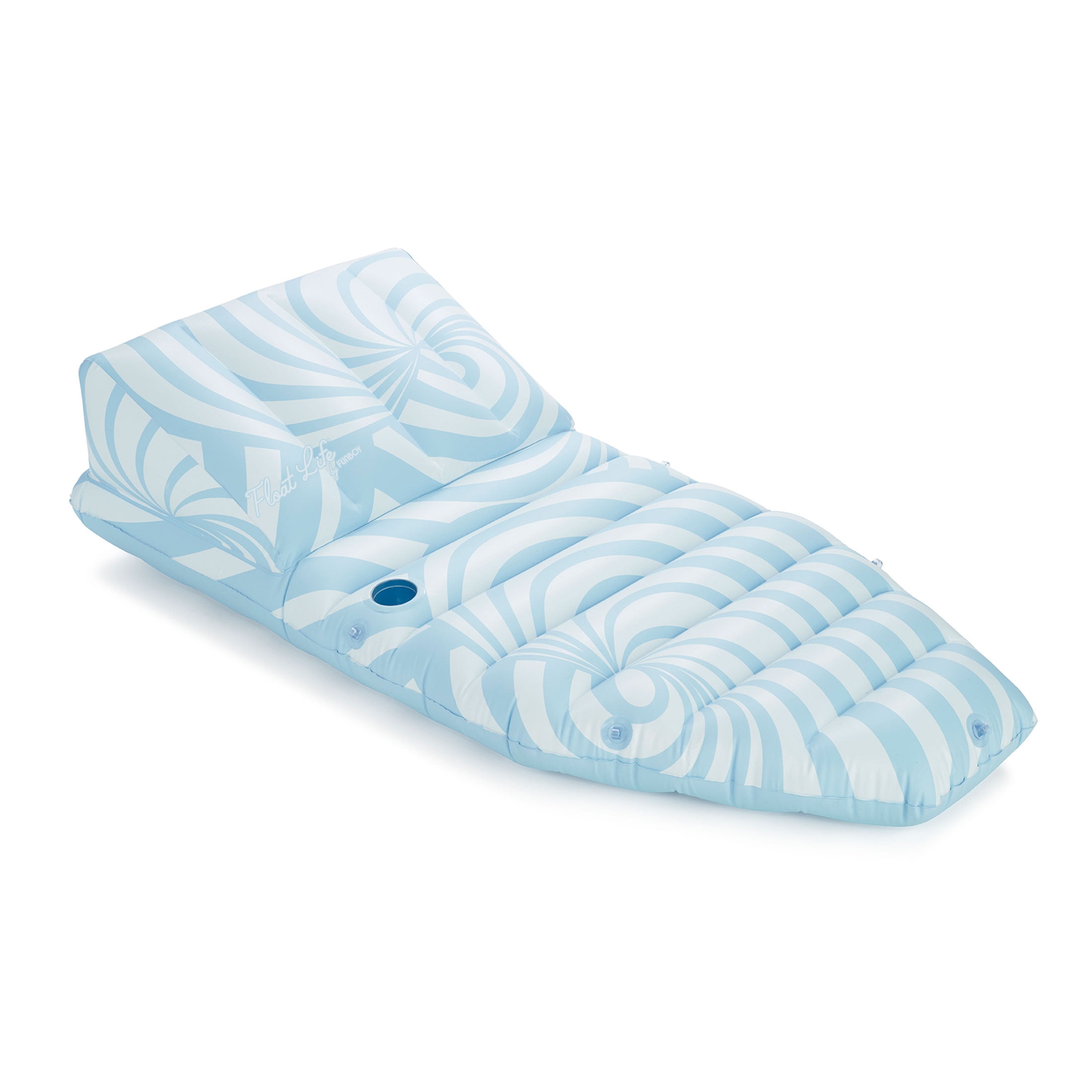 Float Life by Funboy Blue Twist Sun Lounger Pool Float, 65'' Long w/ Ergonomic Backrest