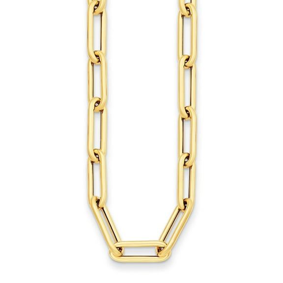 Auriga Fine Jewelry 14K Yellow Gold 8.4 mm Hollow Paperclip Link Chain Necklace for Women 18"