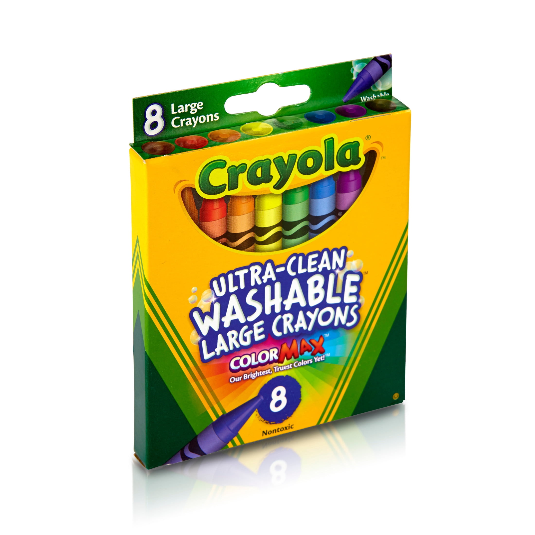(3 pack) Crayola Washable Large Size Crayons, 8 Ct, Kindergarten School Supplies, Preschool Supplies, Ages 3+