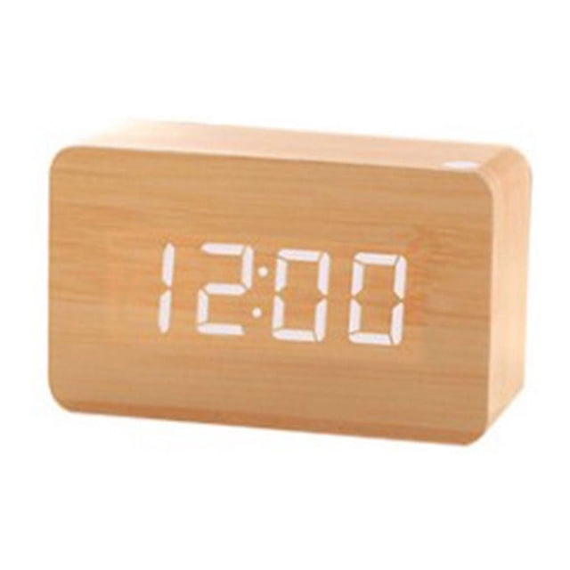 Reloj despertador digital LED pequeño con pantalla de fecha y temperatura, 3 niveles de brillo ajustables, control por voz y 2 modos de visualización.