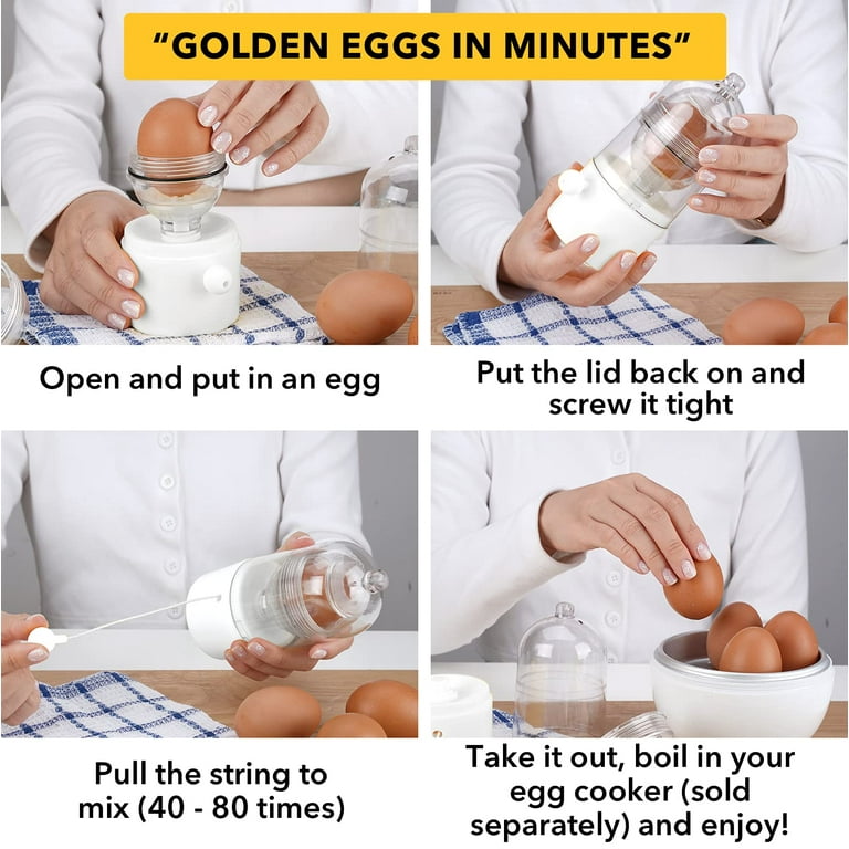 FAROOT Egg Scrambler Golden Egg Scrambler Egg Scrambler in Shell Egg Yolk  Mixer Make Golden Hard Boiled Eggs Golden Egg Maker Egg Mixer Egg Spinner  Ma Shape Egg Shakers (6.5X3.2X3.2, Yellow) 