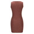 thumbnail image 3 of Aobny Women Dresses Summer Slimming Red Knit Bodycon Crew Neck Sleeveless Mini Ribbed Dressy Dresses, 3 of 5