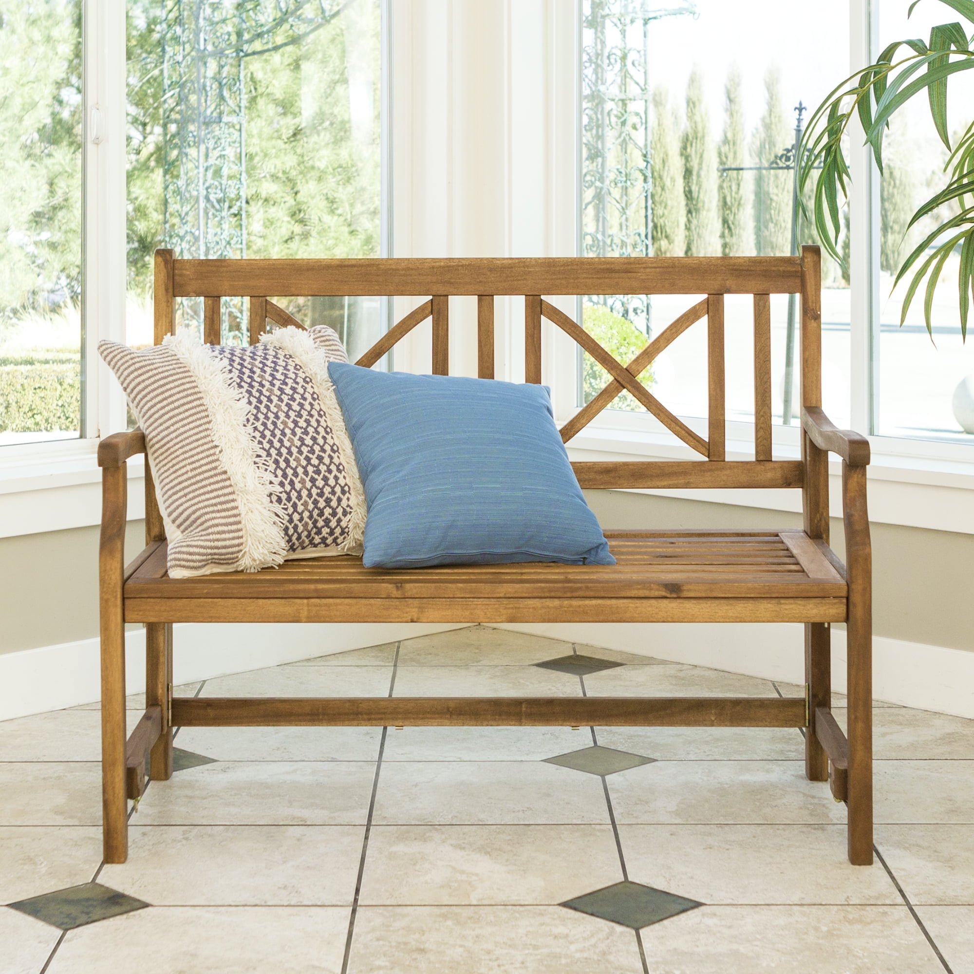 Manor Park 48" Wood Folding Bench, Brown - Walmart.com