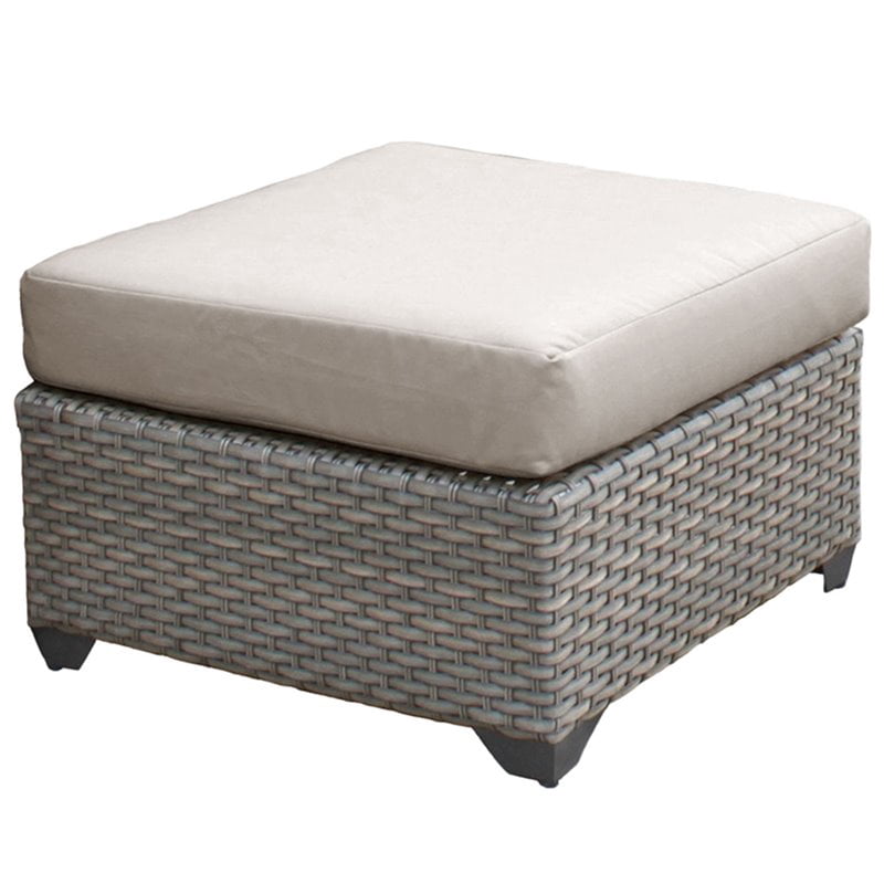 TK Classics Ottoman Carré en Osier pour Patio Florence en Beige