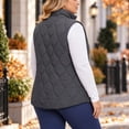 thumbnail image 6 of Cmfcve Womens Plus Size Quilted Vest Stand Collar Sleeveless Puffer Jacket Full Zip Fall Winter Casual Layering Outerwear, 6 of 7