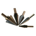 thumbnail image 3 of Amdohai 5PCS Step Drill Bit Set Multiple Hole Step Drill High Speed Steel Total 50 Sizes Drilling Tool with Aluminum Box, 3 of 8