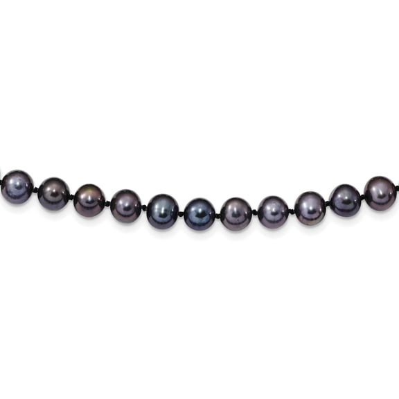 Primal Silver Sterling Silver Rhodium Plated 7-8mm Black Freshwater Cultured Pearl Necklace