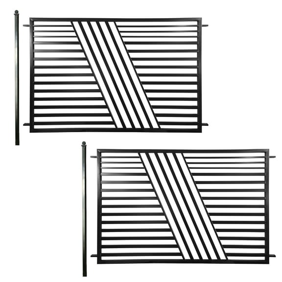 ALEKO Sofia Style Garden Yard Steel 16 feet Fence Set of 2 Panels Black