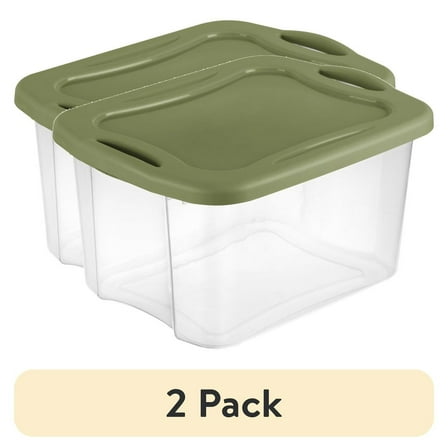 (2 Pack) 40 Quart Plastic Storage Bins with Full-Grip Handles, EZ Carry, Green