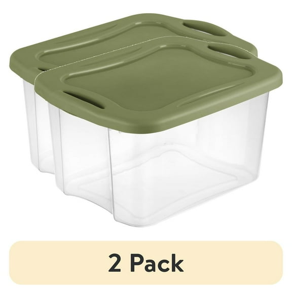 (2 Pack) 40 Quart Plastic Storage Bins with Full-Grip Handles, EZ Carry, Green