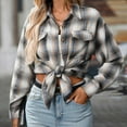 thumbnail image 7 of Dasayo Long Sleeve Womens Tops Loose Fit Casual Gray Plaid Collared Button-Up Shirts Women's Blouse L, 7 of 7