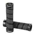 thumbnail image 2 of Puños de manillar de bicicleta de cuero artificial, anticonfort, funda de agarre para Blanco negro, 2 of 9