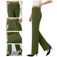 thumbnail image 4 of Women's Work Dress Pants Wide Leg Business Casual Slacks Stretchy Pull on High Waisted Office Trousers with Pockets, 4 of 9