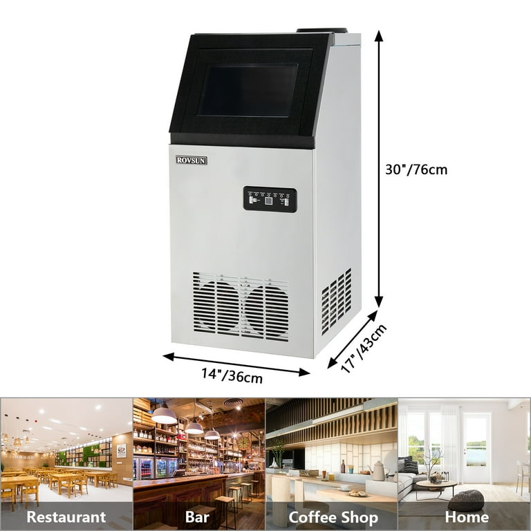 WhizMax Commercial Ice Maker Machine 160lbs/24H, Stainless Steel Under Counter  ice Machine with 44lbs Ice Storage Capacity, Freestanding Ice Maker(5 * 12  Ice Cube) 