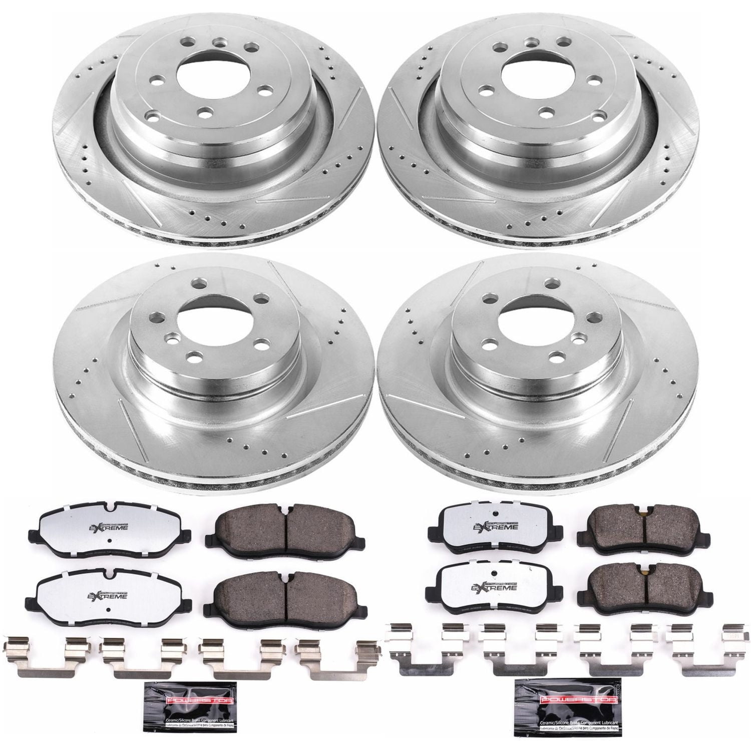 PowerStop Front and Rear Z36 Truck & Tow Carbon-Fiber Ceramic Brake Pad and Drilled and Slotted Rotor Kit Fits: LAND ROVER Select Models K5632-36