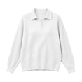 thumbnail image 5 of Women's Collared Sweatshirts,Long Sleeve Loose Casual Knit Solid Pullover Tops,Vacation Travel Outfit, 5 of 6