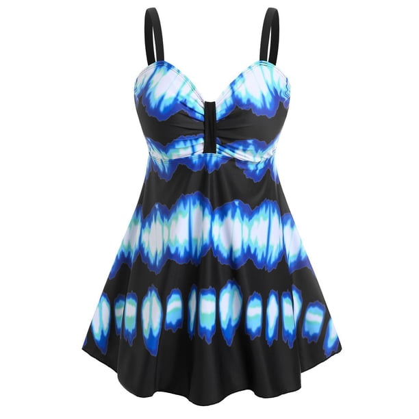 Tallas grandes Corbata Tinte Empire Cintura Tankini Traje de baño Rosegal Vestidos casuales de talla grande