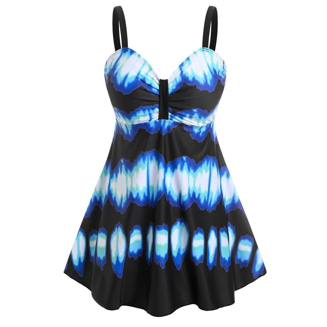 Tallas grandes Corbata Tinte Empire Cintura Tankini Traje de baño Rosegal Vestidos casuales de talla grande