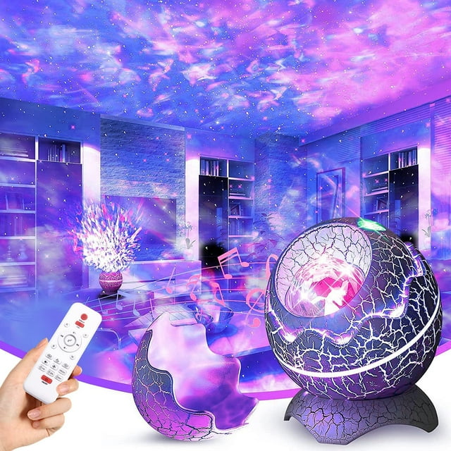 Proyector de cielo y estrellas LED, proyector de galaxias, proyector de planetario con control remoto, luz nocturna con altavoz Bluetooth, ruido blanco y estrellas, adecuado para la decoración de niño