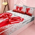 thumbnail image 2 of Homewish Red Bowtie Zipper Full Size Comforter Sets with Fitted Sheet and 2 Pillowcases for Kids Girls, Sequins Cheetah Print Zipper Bedding Set, 2 of 7