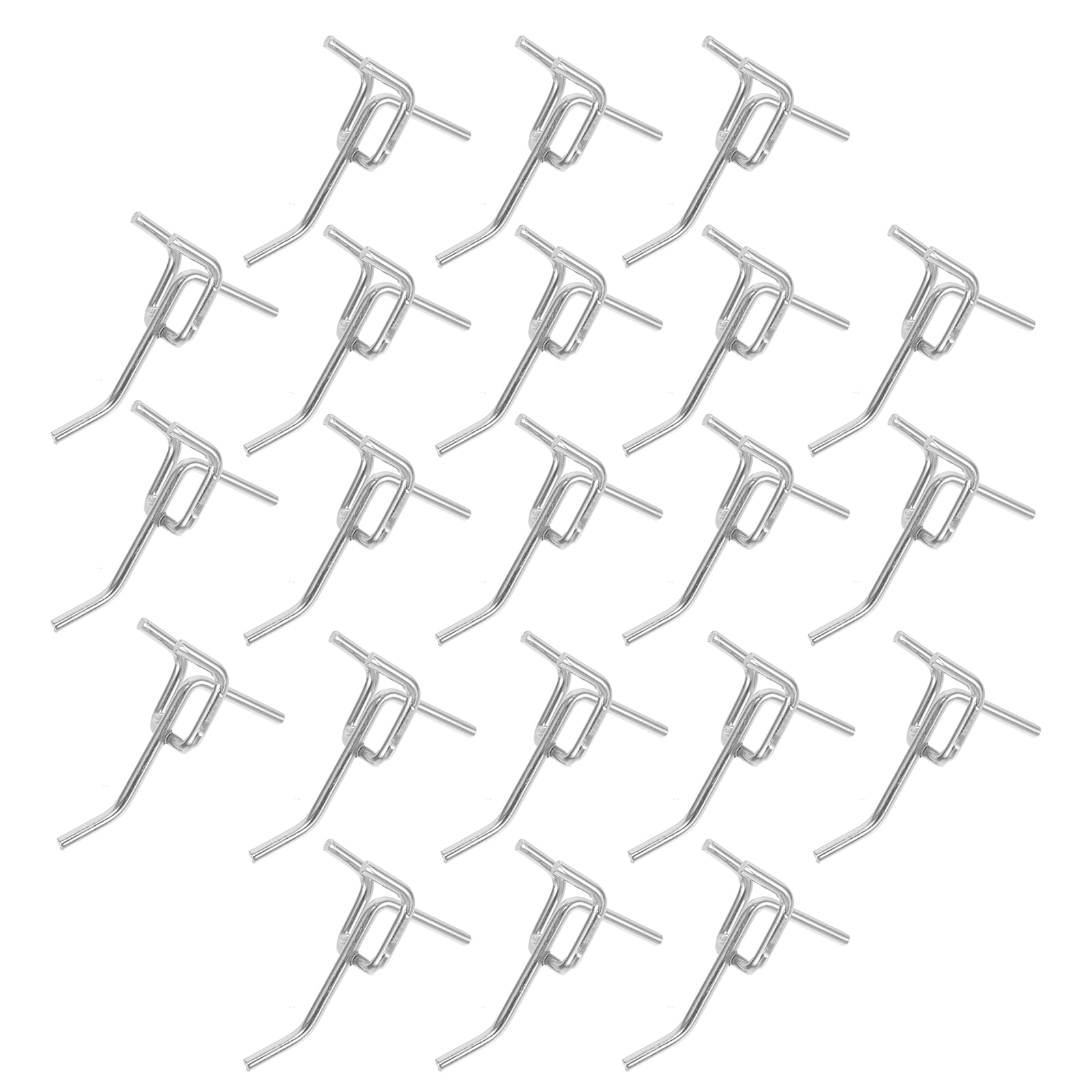 Pegboard Hangers, 50 PCS Carbon Steel Peg Board Pegboard Hooks Garage Work Shop Storage Display Organization Steel Hanging Tool (Silver)