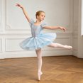 thumbnail image 3 of inlzdz Tutu Girls Dance Competition Dress Gymnastic Skirt Light Blue 110, 3 of 6