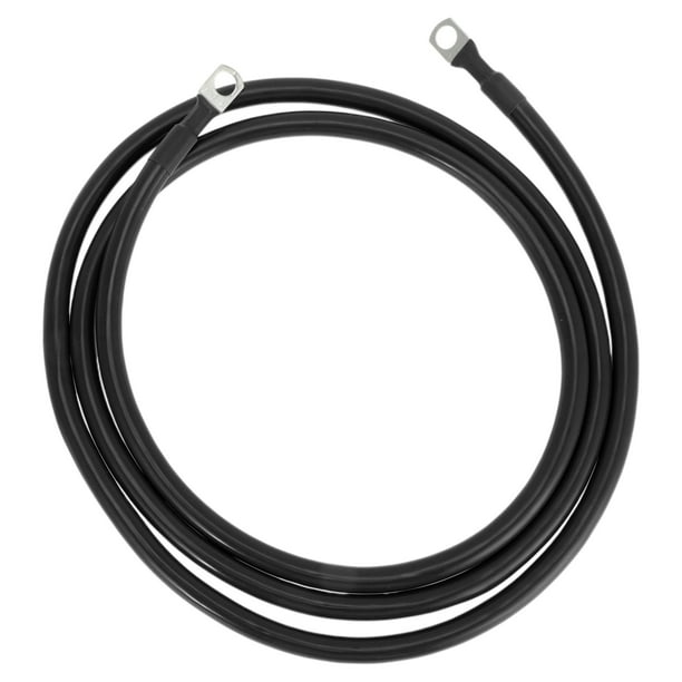 Cables de batería de inversor de 2 AWG de 3/8" Lug, cobre estañado, 1 pieza, negro, 7 pies