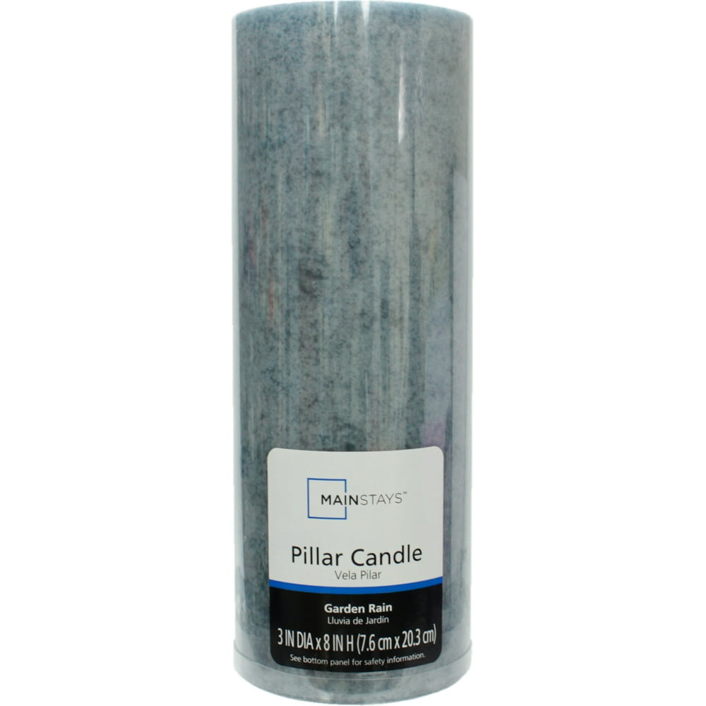 Mainstays Scented Mottled Pillar Candle, 3 x 8 inches, Blue, Garden
