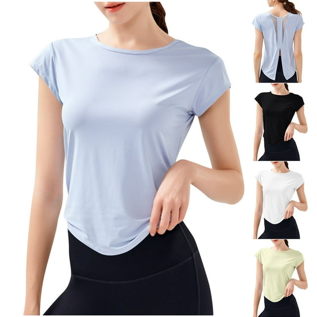 SYVGVA Blouse d'Été pour Femmes, Haut Grande Taille, Blouse Décontractée Unie à Col Rond à Capuche Manches Courtes T-shirt, Blanc, G