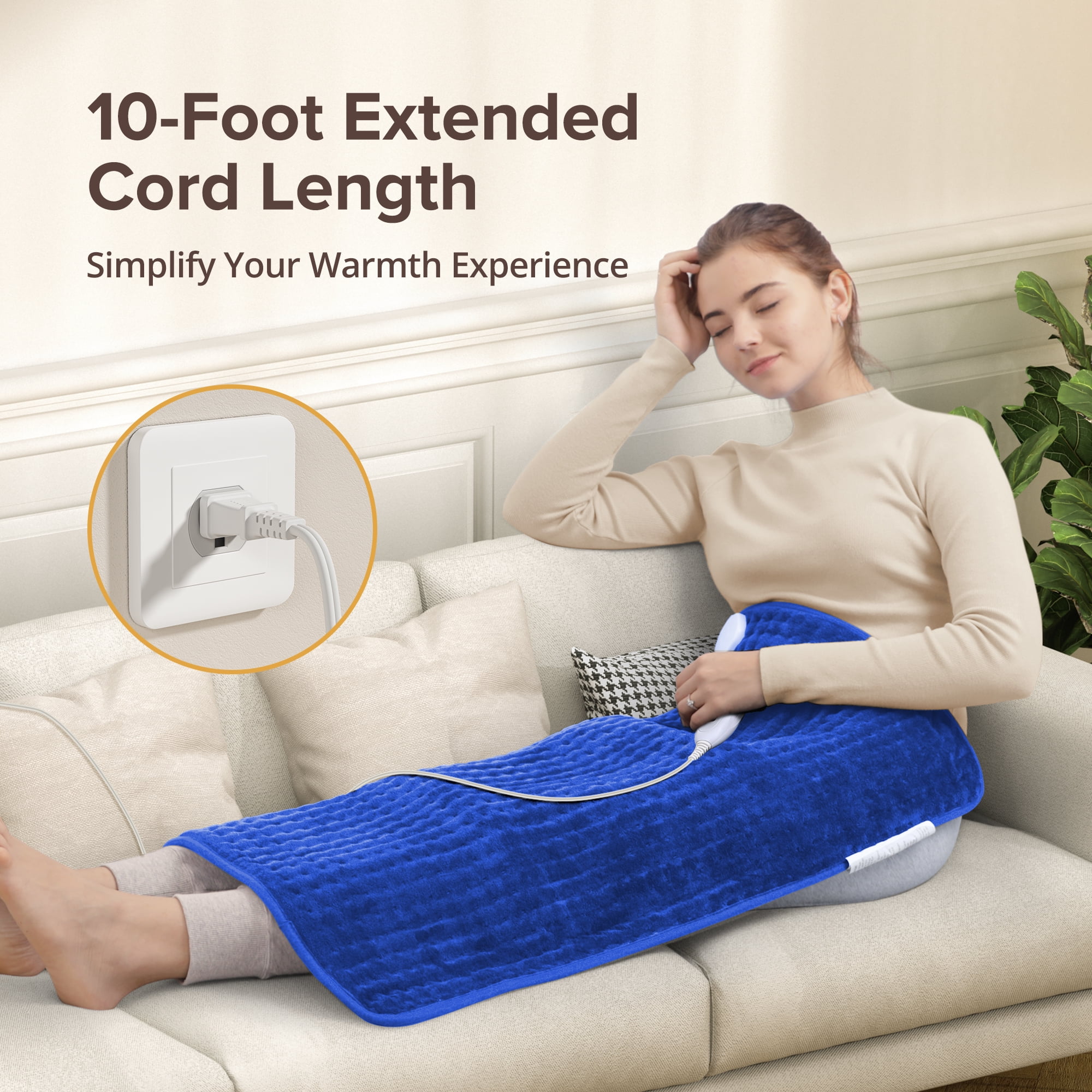 XXX-Large Heating Pad for Fast Relief fatigue, Sable [33'' x 17''] Ultra Soft Electric Heating Pad with 6 Heat Settings, Auto Off, Moist & Dry Heat Therapy for Neck Back Shoulder Relief and Cramps