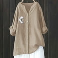 thumbnail image 2 of DondPO Womens Linen Tops Women's Cotton Linen Top Long Sleeve Printed Shirt Womens Summer Tops Linen Blouses for Women, 2 of 4
