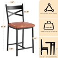 thumbnail image 2 of Juego de 2 o 4 Taburetes Altos para Barra de Cocina Tapizados en Terciopelo Gris Suave - Respaldo en X con Estructura Dorada y Reposapiés - Modernos y Cómodos, 2 of 6