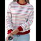 thumbnail image 1 of Camisas de Larga para Mujer, Túnicas Holgadas con Cuello Redondo A Rayas y Bloques de Color de Otoño. Rojo 5XL, 1 of 6