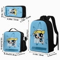 thumbnail image 2 of 3Pcs Cartoon Backpack Set, Durable Powerpuff Theme Bag with Insulated Lunch Tote and Pencil Case, Lightweight Daily Bag for Outdoor & Commute（Style I）, 2 of 7