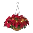 thumbnail image 4 of Cesta artificiales Poinsettia artificial LED con luces de cadena Zulema Cesta colgante, 4 of 7