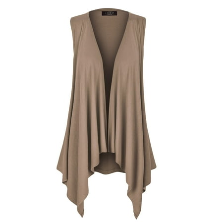 - MBJ Womens Lightweight Sleeveless Draped Open Cardigan ( S - XL )