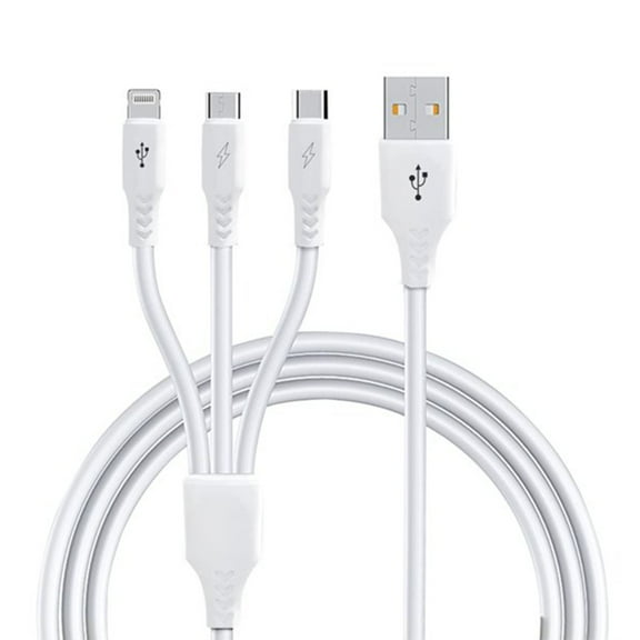 vAccessorize Multifunction 3 in 1 Fast Charging Cable for iPhone (Pack of 3, 3 Feet, White)