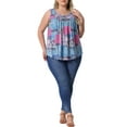 thumbnail image 2 of Camisetas sin mangas de talla grande para mujer Agnes Orinda, con cuello redondo plisado, dobladillo curvado, estilo bohemio, casual, para playa, fluida, talla 2X, color azul, 2 of 6